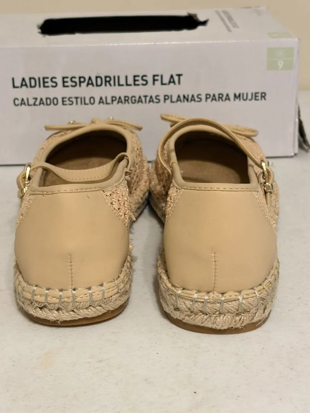 New NIB Serra Tan/Beige Rope Canvas Espadrille Flat Mary Janes Size 9